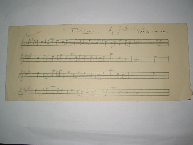 Original handwritten music score by PM J. McHardy