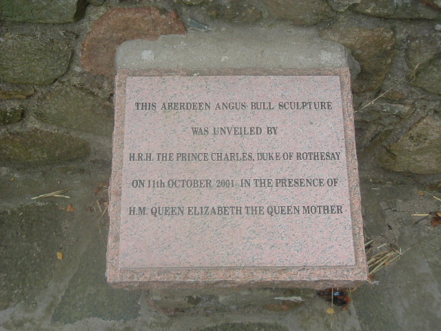 Plaque at Alford Bull monument.