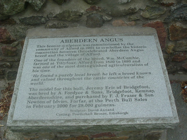 Plaque giving details of the bull.