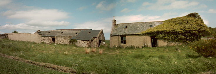 Panorama showing old croft and steading