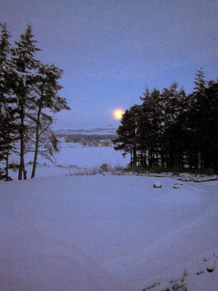 Vale of Alford in Winter with a Setting Moon