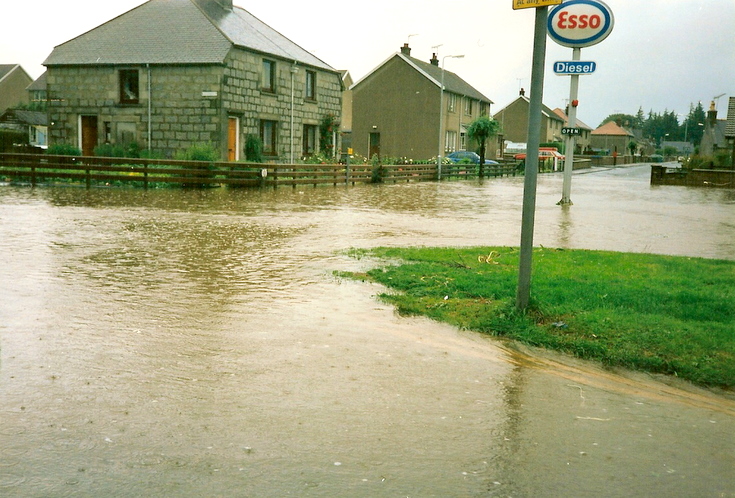 Flood at the bottom of Ashgrove, Alford